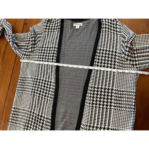 Croft & Barrow Women XL Houndstooth Plaid Checker OpenFront Cardigan Black White - Picture 8 of 9